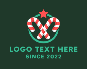 Festive Season - Candy Cane Star Badge logo design