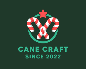 Candy Cane Star Badge logo design