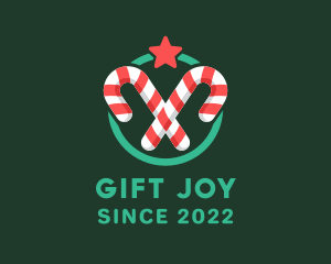 Candy Cane Star Badge logo design