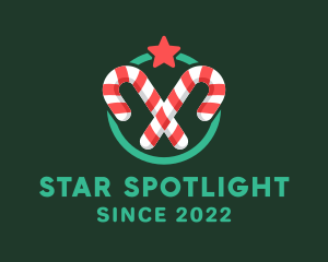 Candy Cane Star Badge logo design