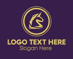 Stallion - Elegant Golden Unicorn logo design