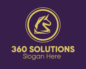 Elegant Golden Unicorn logo design