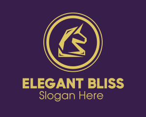 Elegant Golden Unicorn logo design