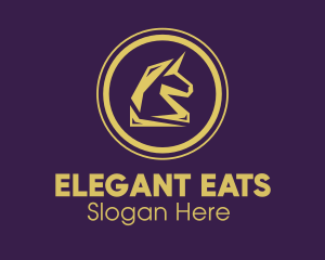 Elegant Golden Unicorn logo design