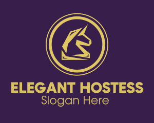 Elegant Golden Unicorn logo design