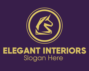 Elegant Golden Unicorn logo design