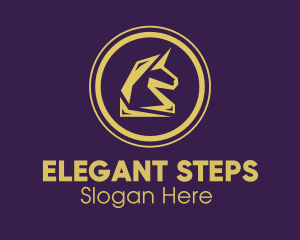 Elegant Golden Unicorn logo design