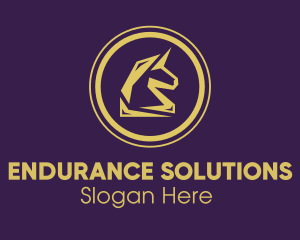 Elegant Golden Unicorn logo design