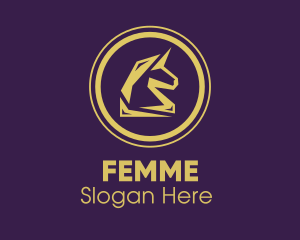 Elegant Golden Unicorn logo design