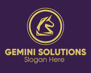 Elegant Golden Unicorn logo design