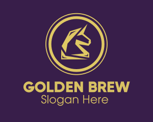 Elegant Golden Unicorn logo design