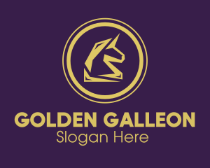 Elegant Golden Unicorn logo design