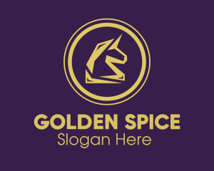 Elegant Golden Unicorn logo design