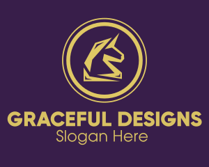 Elegant - Elegant Golden Unicorn logo design