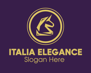 Elegant Golden Unicorn logo design