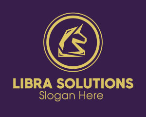 Elegant Golden Unicorn logo design