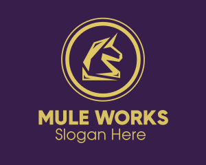 Mule - Elegant Golden Unicorn logo design