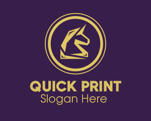 Elegant Golden Unicorn logo design