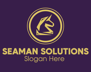 Elegant Golden Unicorn logo design