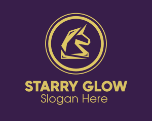 Elegant Golden Unicorn logo design