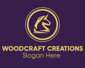 Elegant Golden Unicorn logo design