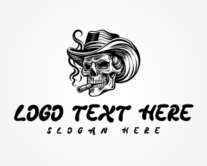 Tattoo - Cowboy Smoking Skull logo design