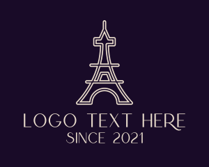 White - Eiffel Tower Landmark logo design