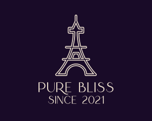White - Eiffel Tower Landmark logo design