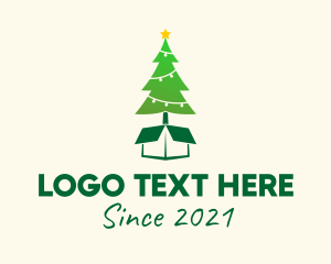 Winter - Christmas Tree Present Gift logo design