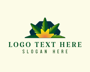 Weed - Cannabis Leaf Sunset logo design