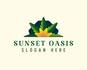 Cannabis Leaf Sunset logo design