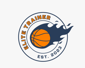 Basketball Flame Sports logo design