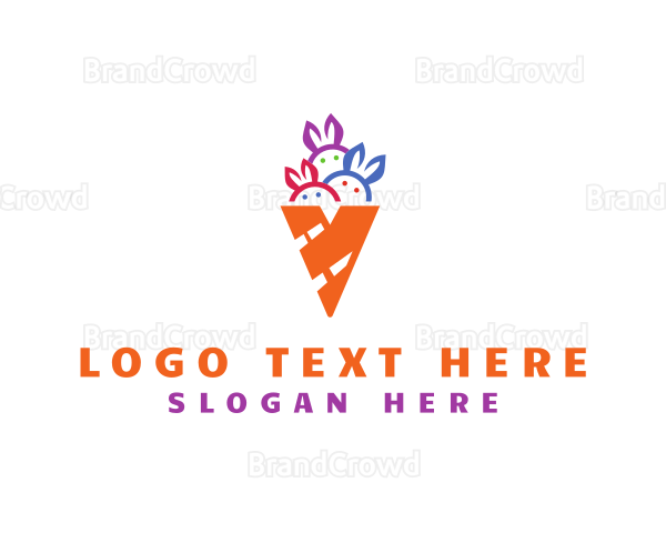 Rabbit Cone Letter V Logo