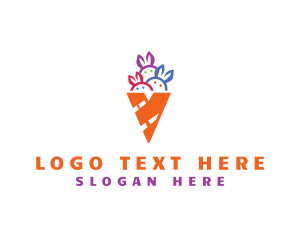 Ice Cream - Rabbit Cone Letter V logo design
