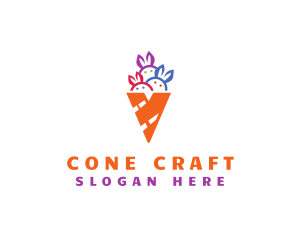 Cone - Rabbit Cone Letter V logo design