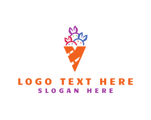 Candy - Rabbit Cone Letter V logo design