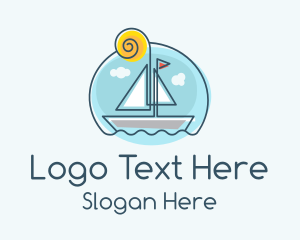 Nautical - Summer Sailboat Monoline logo design