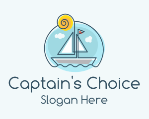 Captain - Summer Sailboat Monoline logo design