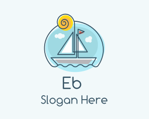 Sea - Summer Sailboat Monoline logo design