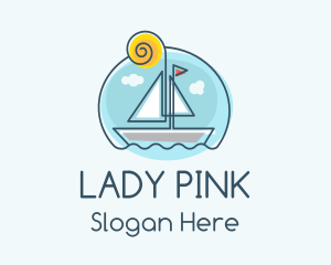 Summer Sailboat Monoline logo design
