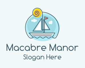 Summer Sailboat Monoline logo design