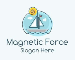 Summer Sailboat Monoline logo design