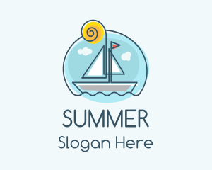 Summer Sailboat Monoline logo design