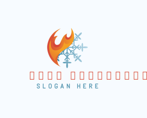 Thermal - Fire Ice Snowflake logo design