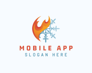 Heat - Fire Ice Snowflake logo design