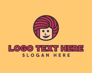 Blow Dryer - Pink Hair Smiling logo design