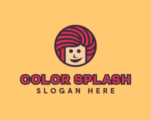 Pink Hair Smiling logo design