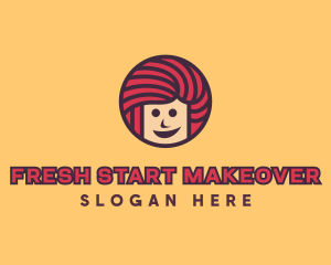 Pink Hair Smiling logo design