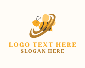 Honey - Flying Bee Orbit logo design