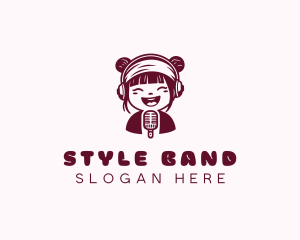 Headband - DJ Podcaster Girl logo design